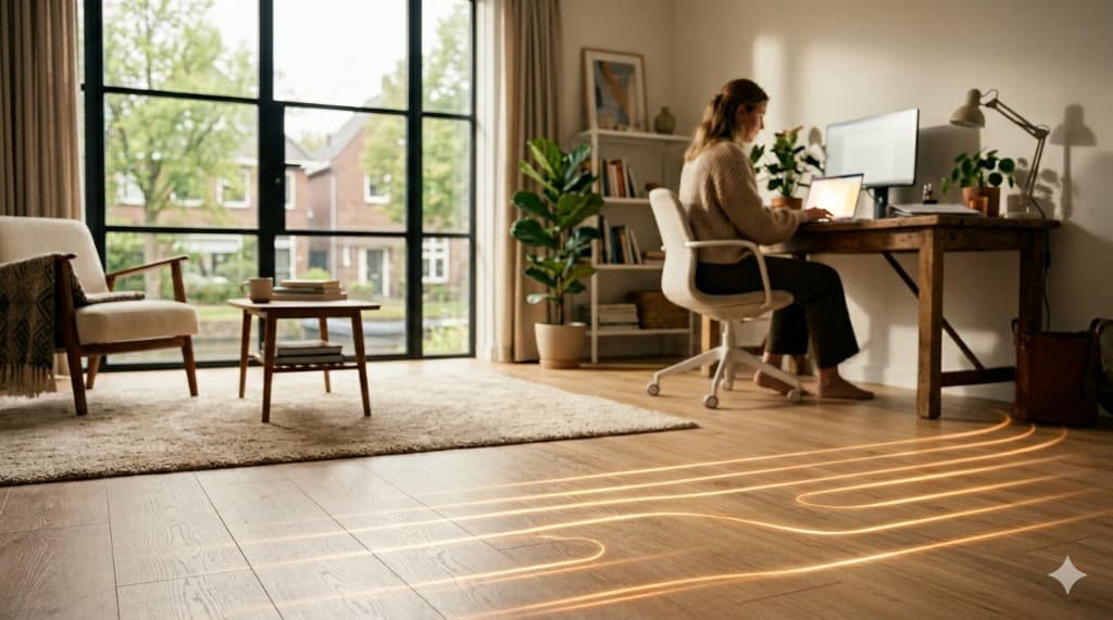 Infrarood vloerverwarming thuiskantoor